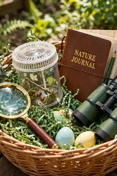 Backyard explorer Easter basket with magnifying glass
