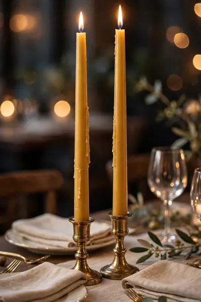 beeswax taper candle pair