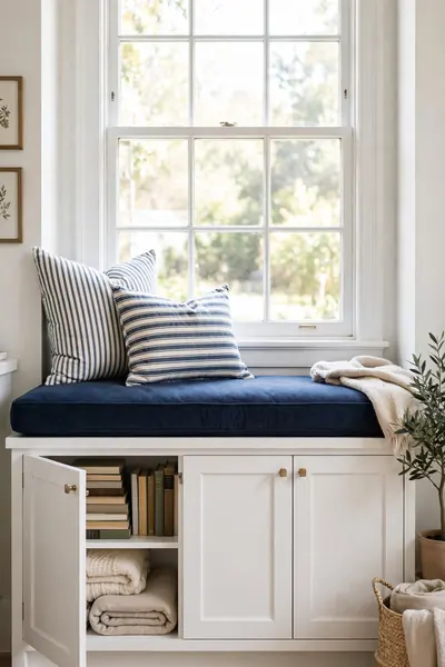 built-in bench with hidden storage