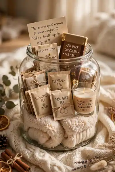 candle gift set in a jar