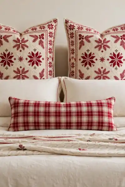 Euro shams sleeping pillows and a lumbar in back to front order
