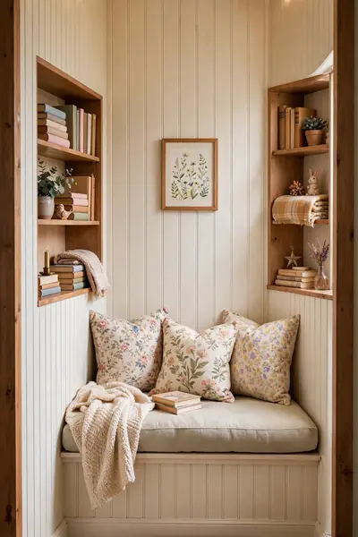 closet turned reading nook