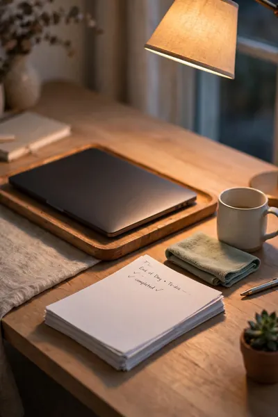 Tidy desk after five-minute reset routine