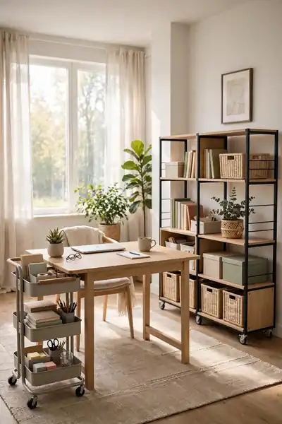Flexible office layout with rolling cart