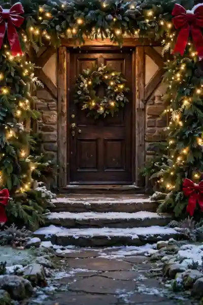 garland framing a front doorway