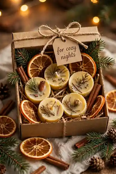 Wax fire starters packed as a handmade gift set