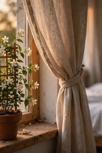 jasmine with white flowers on a trellis