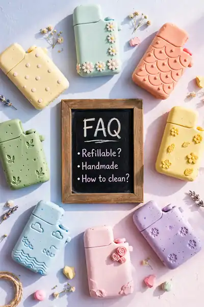 lighter case faq flatlay