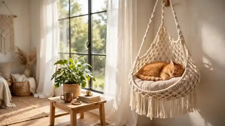 macrame cat hammock