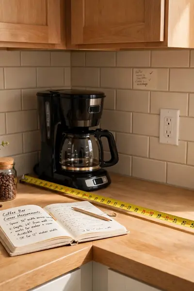 Measuring a corner for a coffee bar