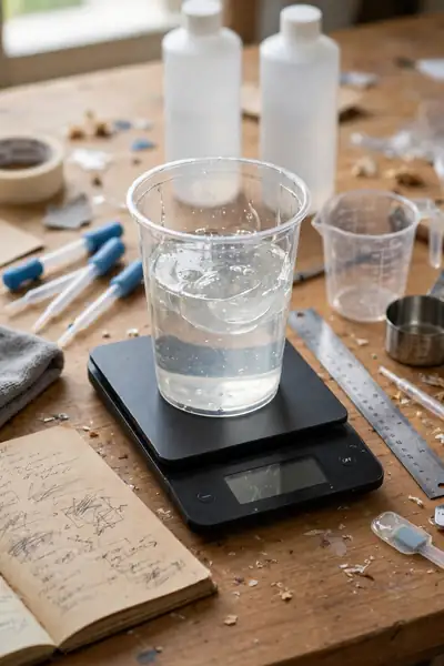 measuring resin by ratio on a digital scale