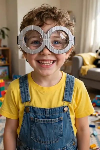Child dressed as a minion in yellow and overalls