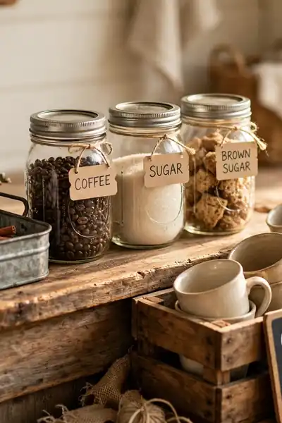 Rustic farmhouse coffee bar