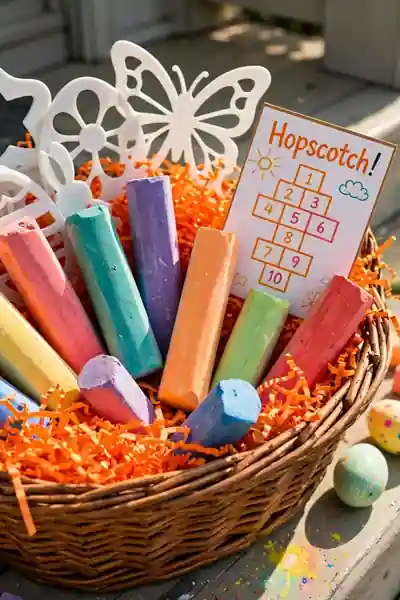 Sidewalk chalk Easter basket with colorful chalk sticks