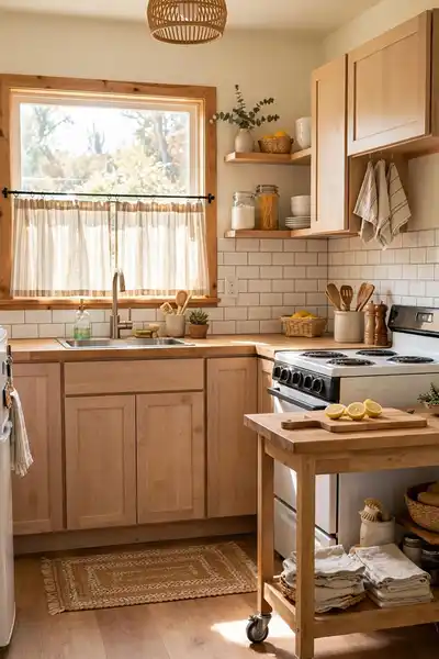 Small rental farmhouse kitchen