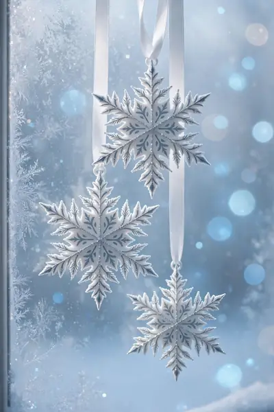 Snowflake ornaments with glittered edges
