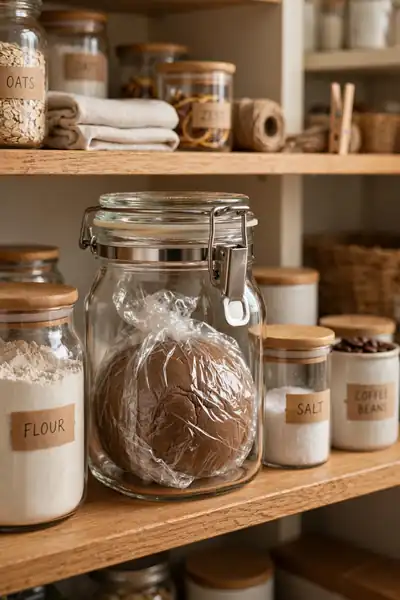 Coffee clay dough stored in airtight container