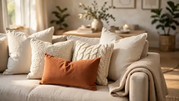 style couch with pillows