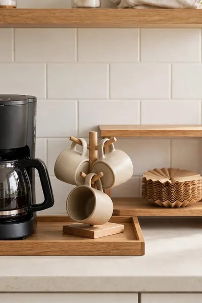 Tidy countertop coffee nook