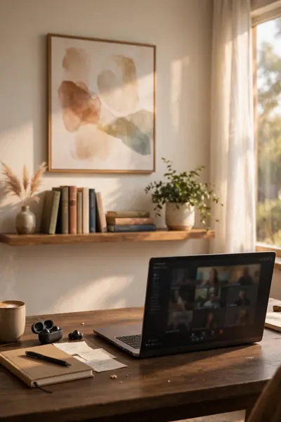 Styled video-call background wall for Zoom